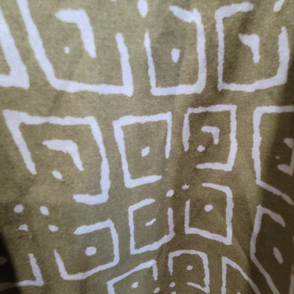 XL Avocado Green Geometric Skirt with Waist Tie String Side Zipper Liner Midi - Picture 7 of 8